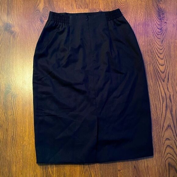 🌹 Lauren Jeffries 🌹 Vintage Black Knee Length Skirt With Gold Deco Buttons - Picture 15 of 16